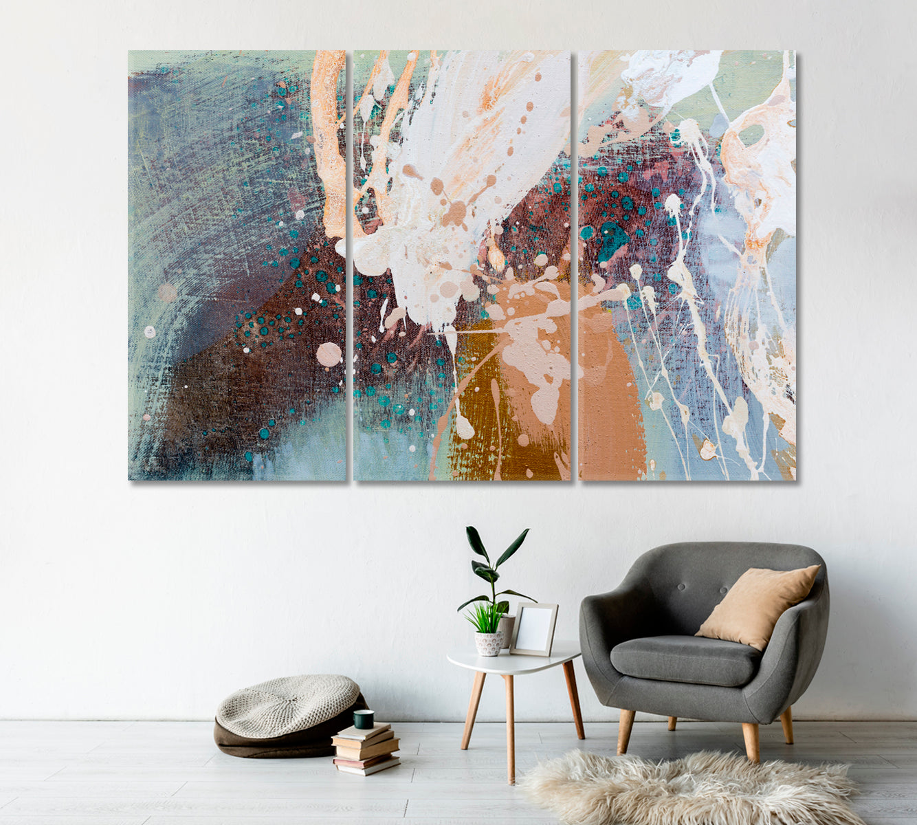 Abstract Brush Strokes in Pastel Colors Canvas Print-Artwork-CetArt-1 Panel-24x16 inches-CetArt