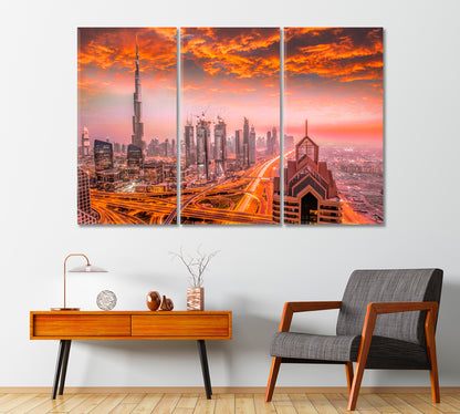 Dubai Cityscape with Modern Architecture at Sunset Canvas Print-Canvas Print-CetArt-1 Panel-24x16 inches-CetArt