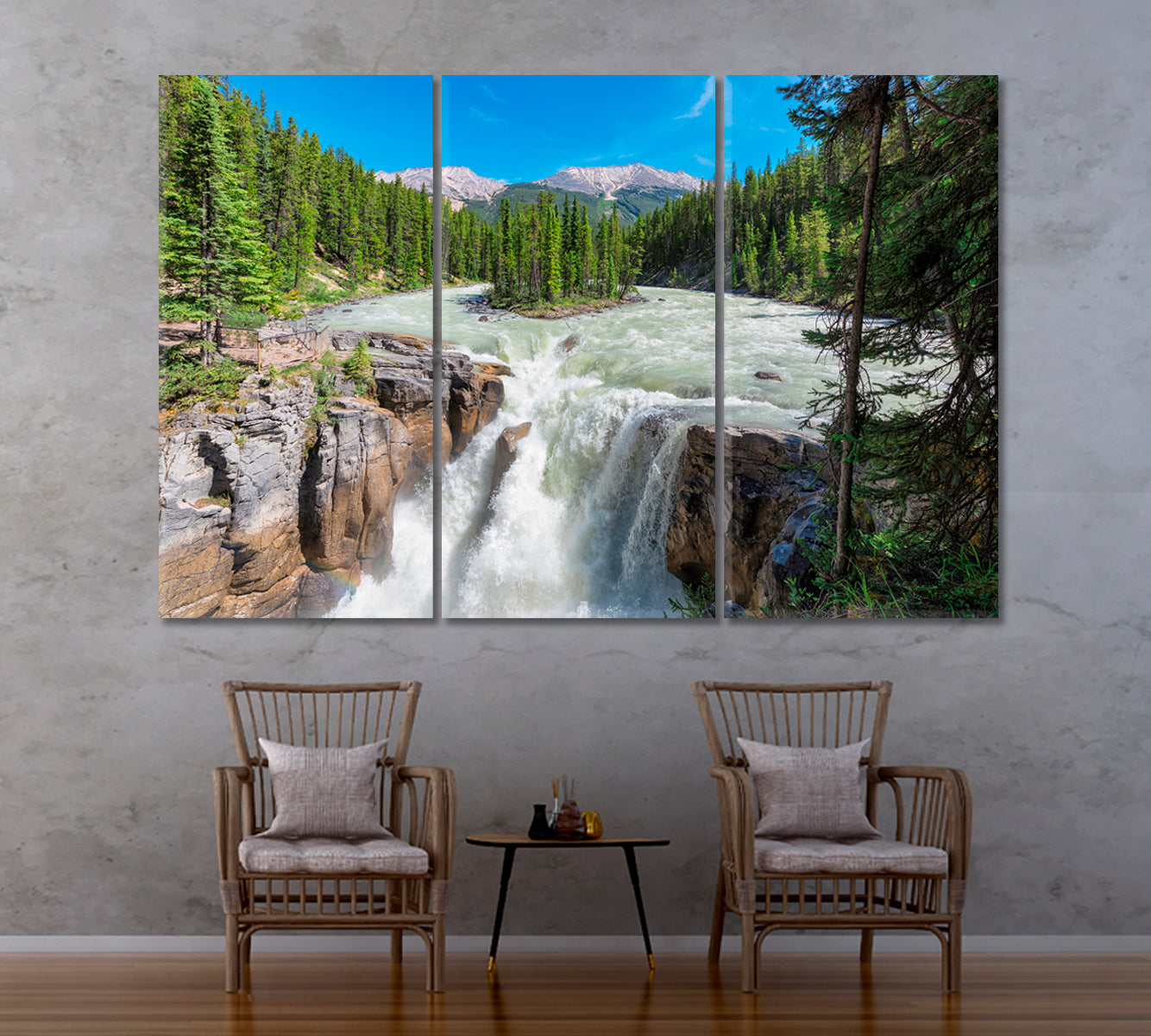 Waterfall in Jasper National Park Canada Canvas Print-Canvas Print-CetArt-1 Panel-24x16 inches-CetArt