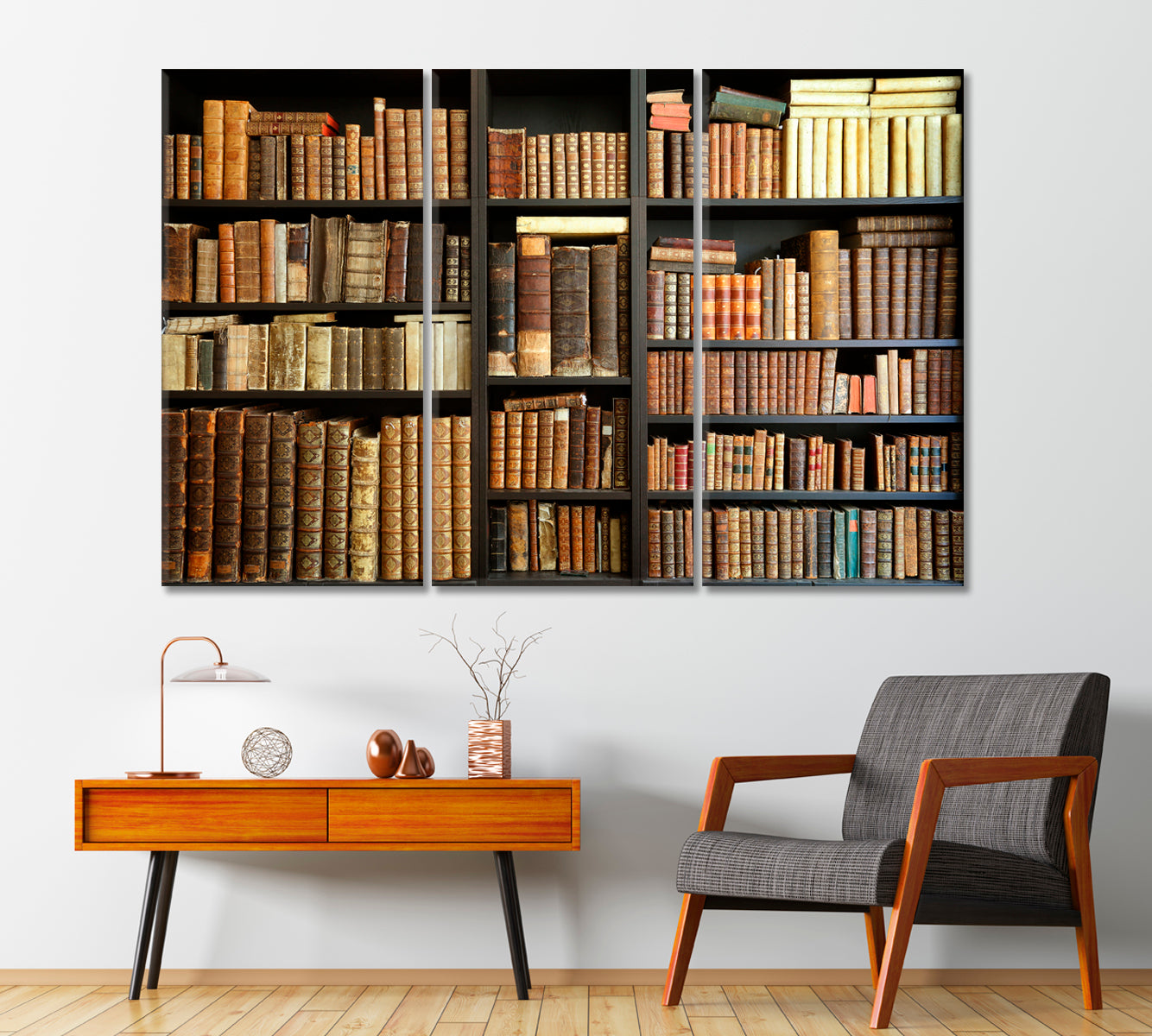 Old Books on Wooden Shelves Canvas Print-Canvas Print-CetArt-1 Panel-24x16 inches-CetArt