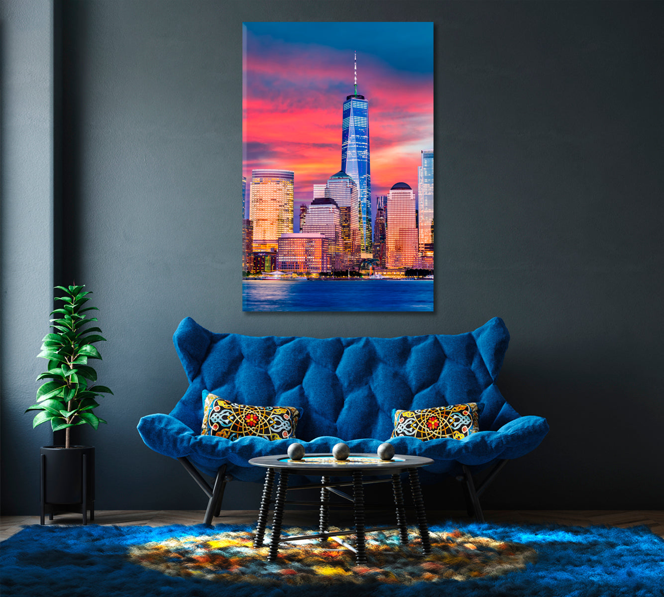 New York Lower Manhattan Skyline United States of America Canvas Print-Canvas Print-CetArt-1 panel-16x24 inches-CetArt