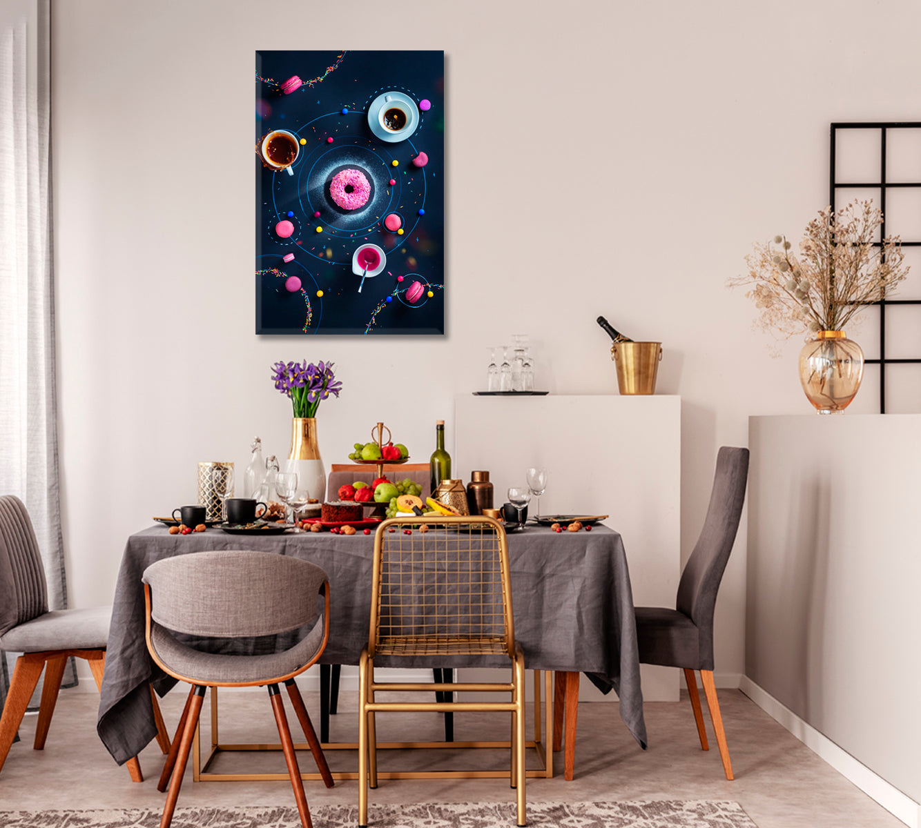 Space Donut Macaron Stars and Orbits Canvas Print-Canvas Print-CetArt-1 panel-16x24 inches-CetArt