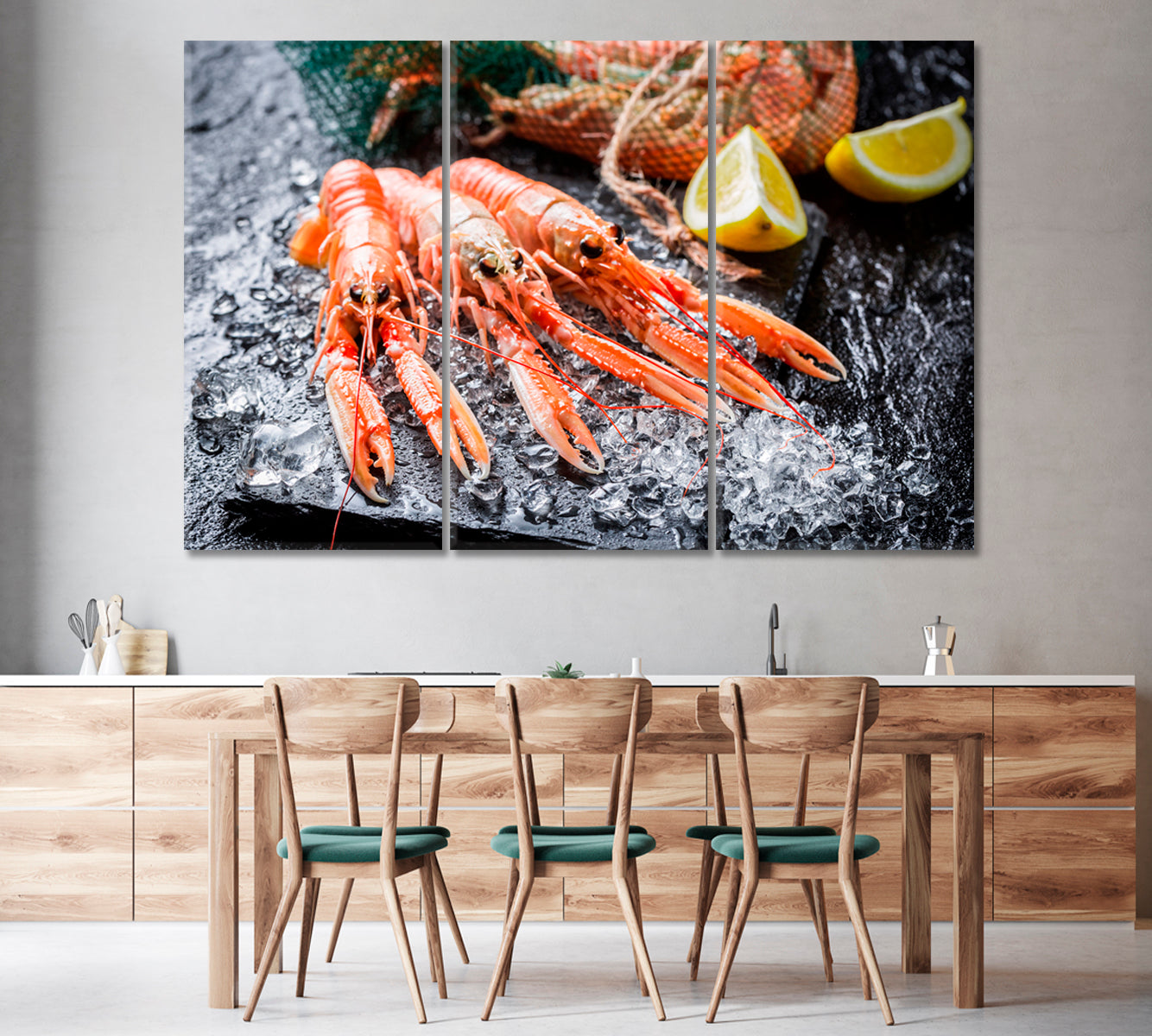 Fresh Langoustines on Crushed Ice Canvas Print-Canvas Print-CetArt-1 Panel-24x16 inches-CetArt