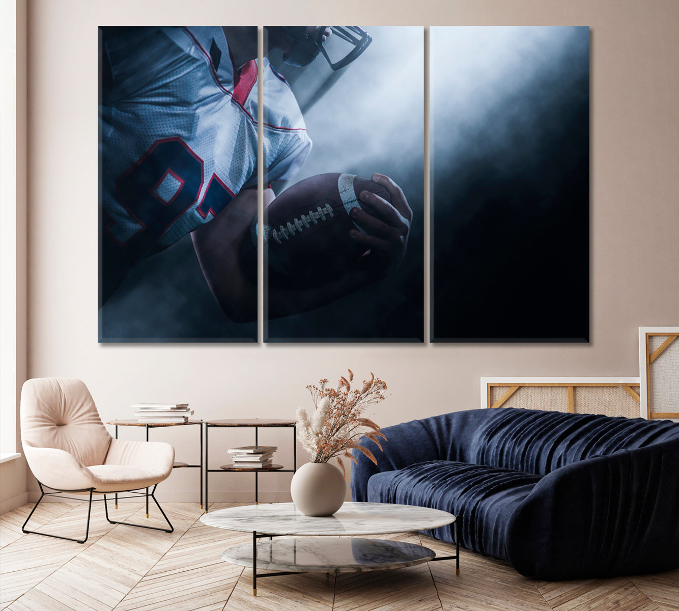 American Football Player Holding Ball Canvas Print-Canvas Print-CetArt-1 Panel-24x16 inches-CetArt