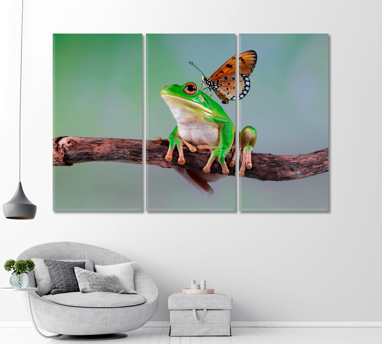 Cute Frog with Butterfly Canvas Print-Canvas Print-CetArt-1 Panel-24x16 inches-CetArt