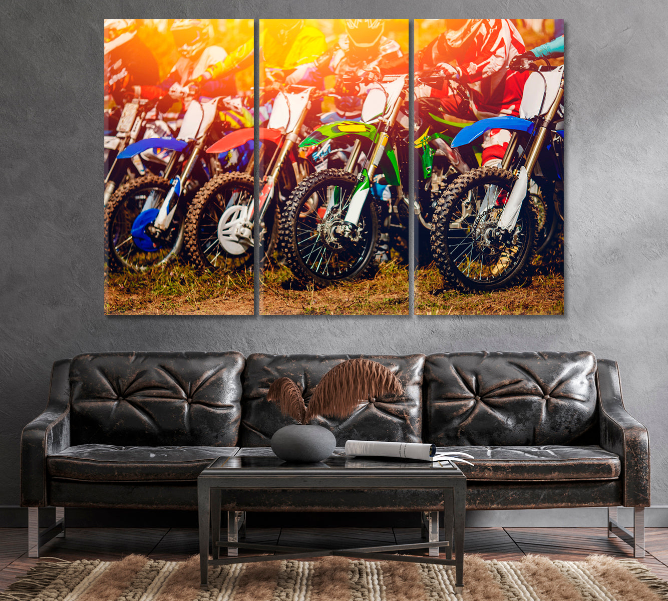 Racers on Motorcycle Rides Canvas Print-Canvas Print-CetArt-1 Panel-24x16 inches-CetArt