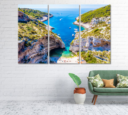 Stiniva Beach Island of Vis Croatia Canvas Print-Canvas Print-CetArt-1 Panel-24x16 inches-CetArt