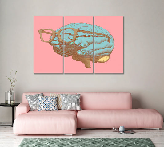 Brain with Glasses Canvas Print-Canvas Print-CetArt-1 Panel-24x16 inches-CetArt