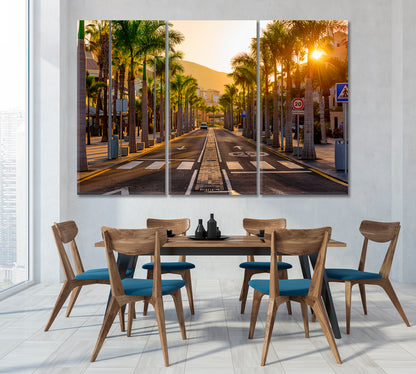 Row of Palm Trees on Avenue Las Americas Canary Islands Canvas Print-Canvas Print-CetArt-1 Panel-24x16 inches-CetArt