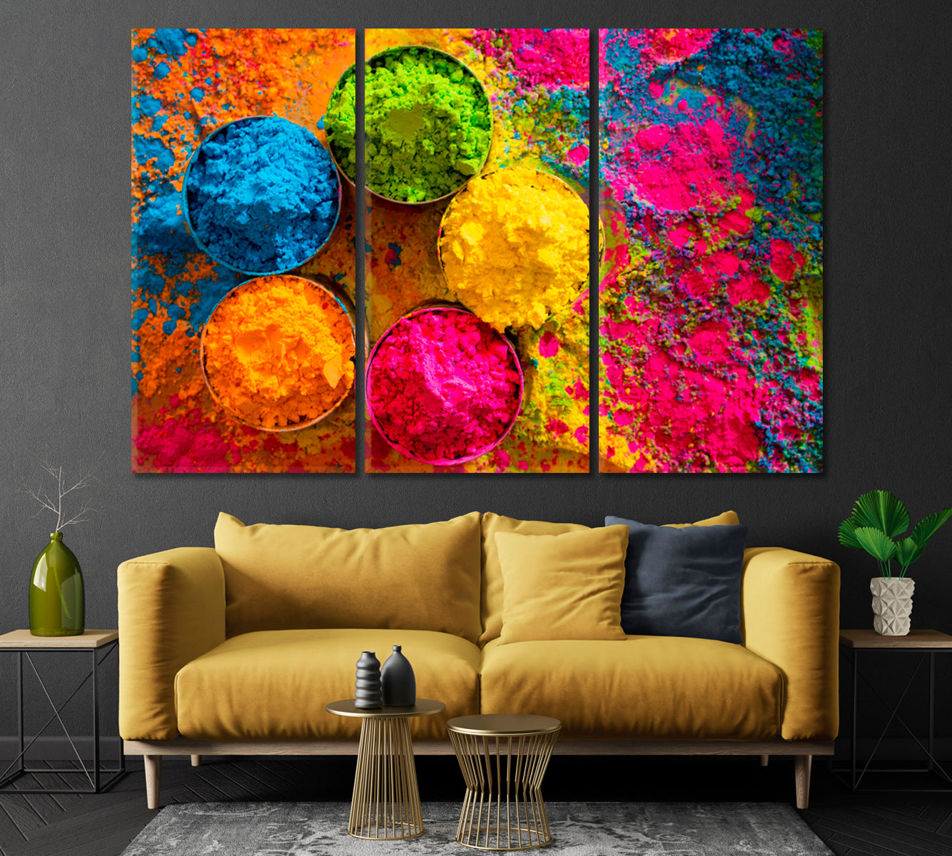 Multicolored Paints for Holi Festival Canvas Print-Canvas Print-CetArt-1 Panel-24x16 inches-CetArt