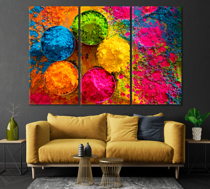 Multicolored Paints for Holi Festival Canvas Print-Canvas Print-CetArt-1 Panel-24x16 inches-CetArt