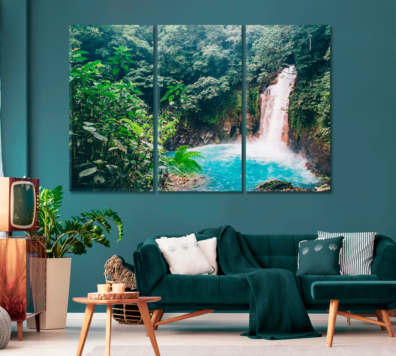 Costa Rica Waterfall in Rainforest Canvas Print-Canvas Print-CetArt-1 Panel-24x16 inches-CetArt