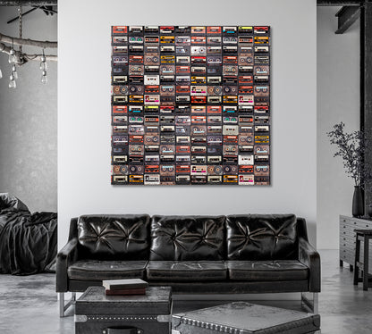 Retro Audio Tapes Canvas Print-Canvas Print-CetArt-1 panel-12x12 inches-CetArt