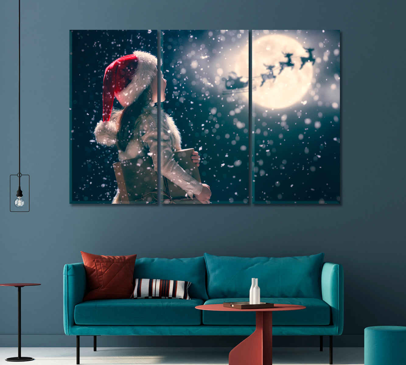 Santa Claus Flies in Sleigh Canvas Print-Canvas Print-CetArt-1 Panel-24x16 inches-CetArt