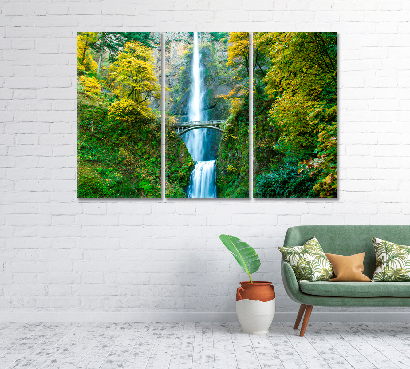 Multnomah Falls in Autumn Columbia River Portland Oregon Canvas Print-Canvas Print-CetArt-1 Panel-24x16 inches-CetArt