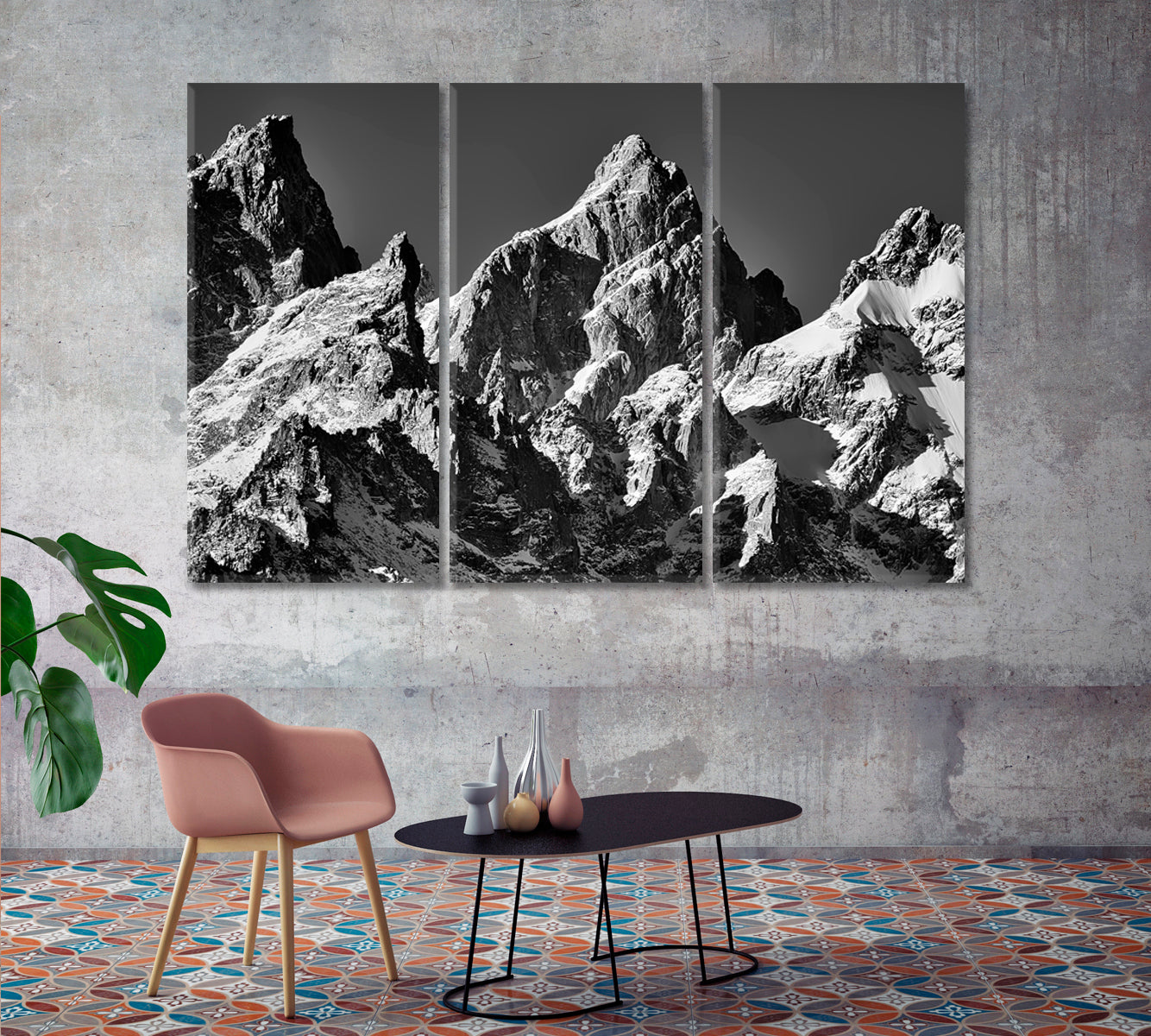 Snow Covered Tetons Mountain Range Canvas Print-Canvas Print-CetArt-1 Panel-24x16 inches-CetArt