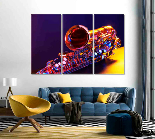 Golden Saxophone Canvas Print-Canvas Print-CetArt-1 Panel-24x16 inches-CetArt