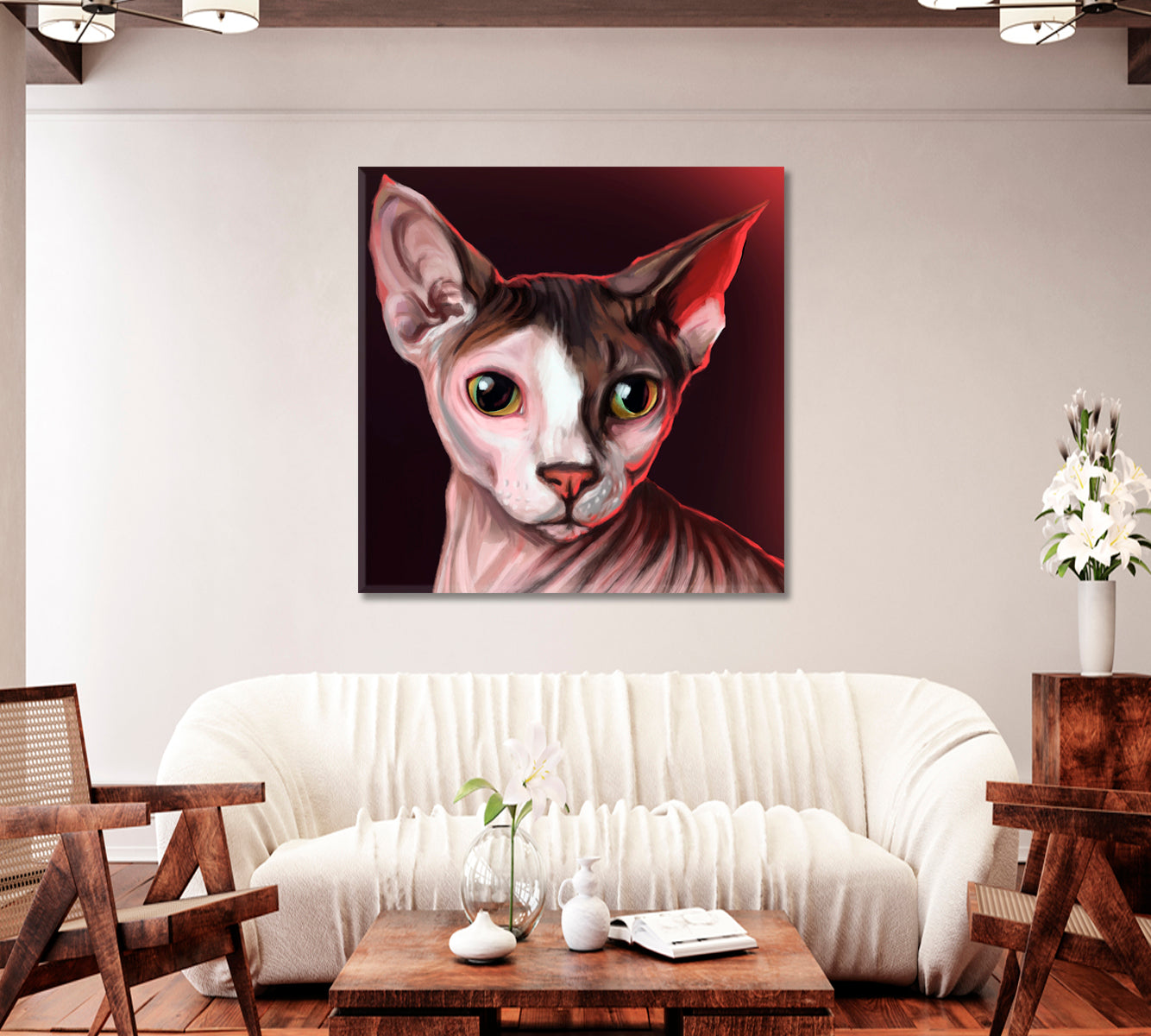 Sphynx Cat Portrait Canvas Print-Canvas Print-CetArt-1 panel-12x12 inches-CetArt