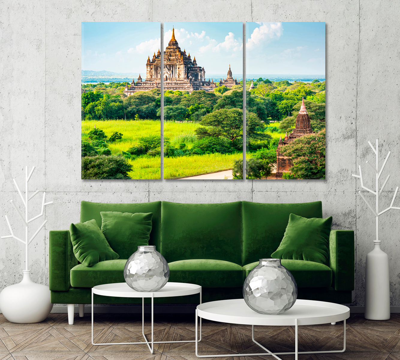 Landscape of Ancient Temples and Pagodas Bagan Myanmar Canvas Print-Canvas Print-CetArt-1 Panel-24x16 inches-CetArt