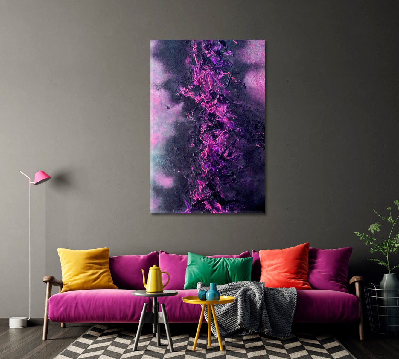 Abstract Purple Brush Strokes Canvas Print-Canvas Print-CetArt-1 panel-16x24 inches-CetArt