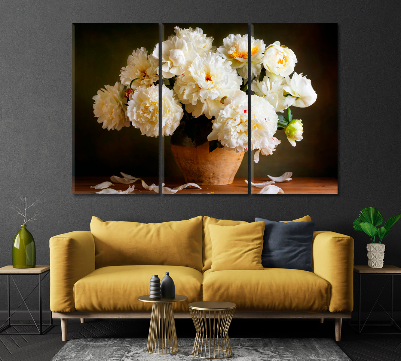 Still Life White Peonies Canvas Print-Canvas Print-CetArt-1 Panel-24x16 inches-CetArt