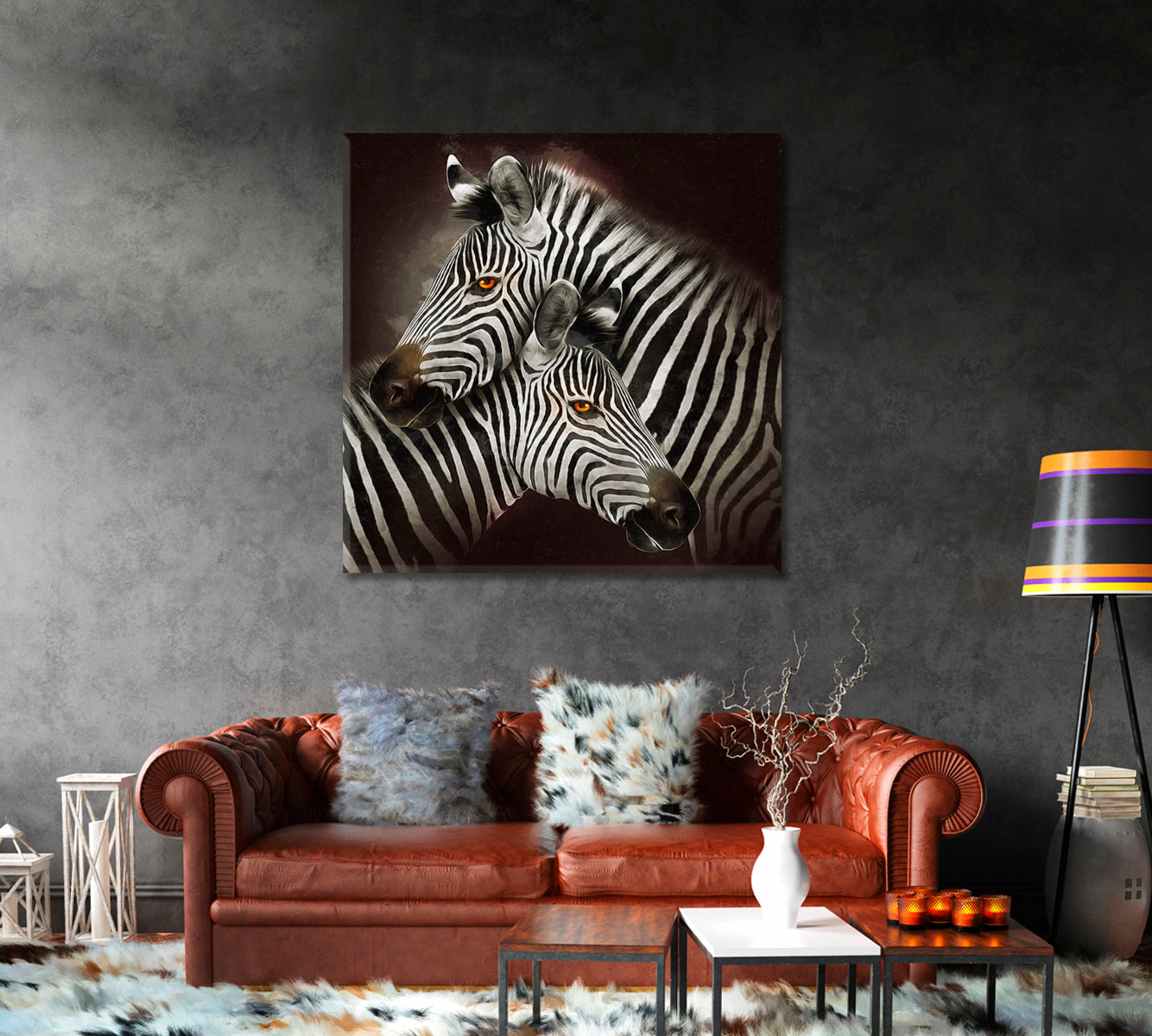 Modern Zebra Portrait Canvas Print-Canvas Print-CetArt-1 panel-12x12 inches-CetArt