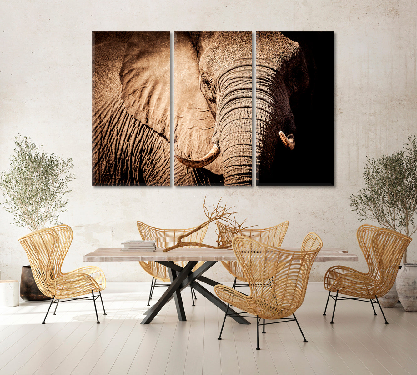 Wild African Elephant Canvas Print-Canvas Print-CetArt-1 Panel-24x16 inches-CetArt