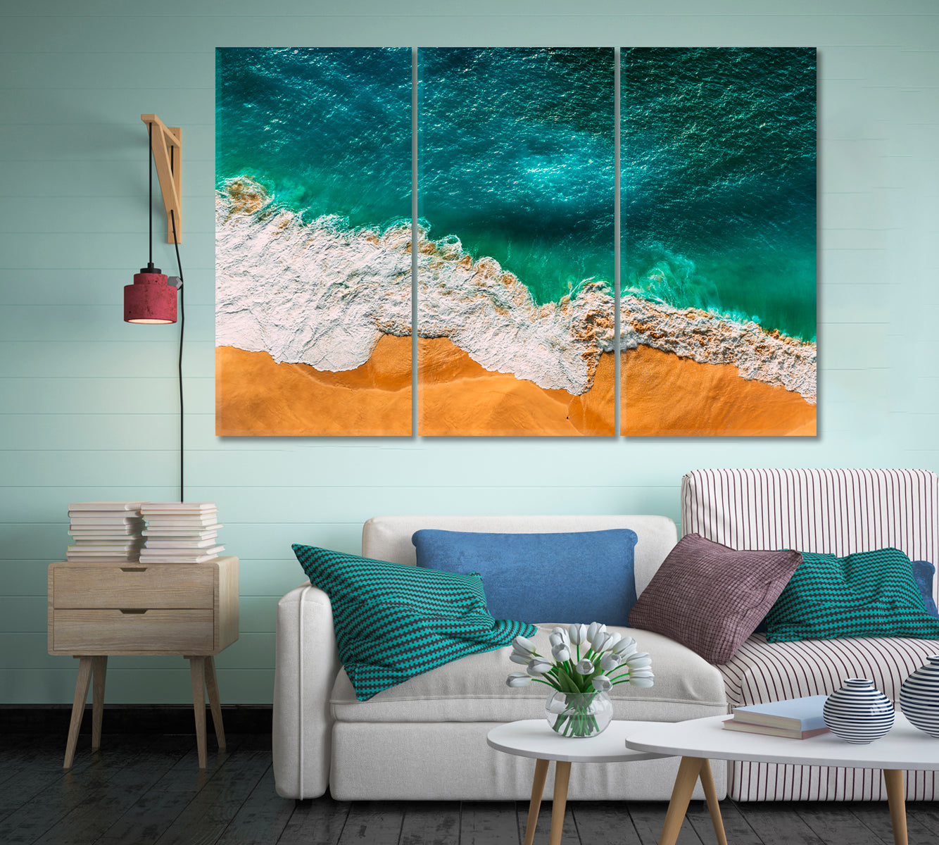 Turquoise Sandy Ocean Beach Canvas Print-Canvas Print-CetArt-1 Panel-24x16 inches-CetArt