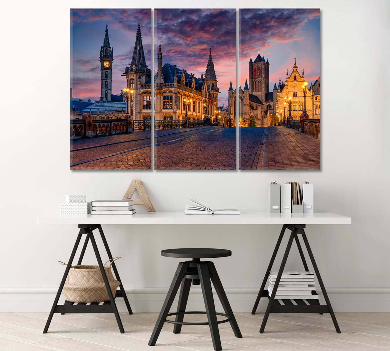 Medieval City of Ghent Belgium Canvas Print-Canvas Print-CetArt-1 Panel-24x16 inches-CetArt