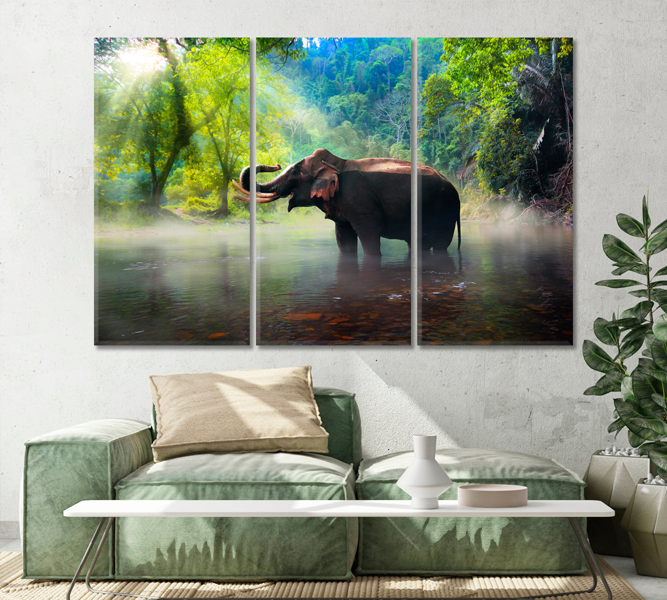 Elephant in Kanchanaburi Forest Thailand Canvas Print-Canvas Print-CetArt-1 Panel-24x16 inches-CetArt