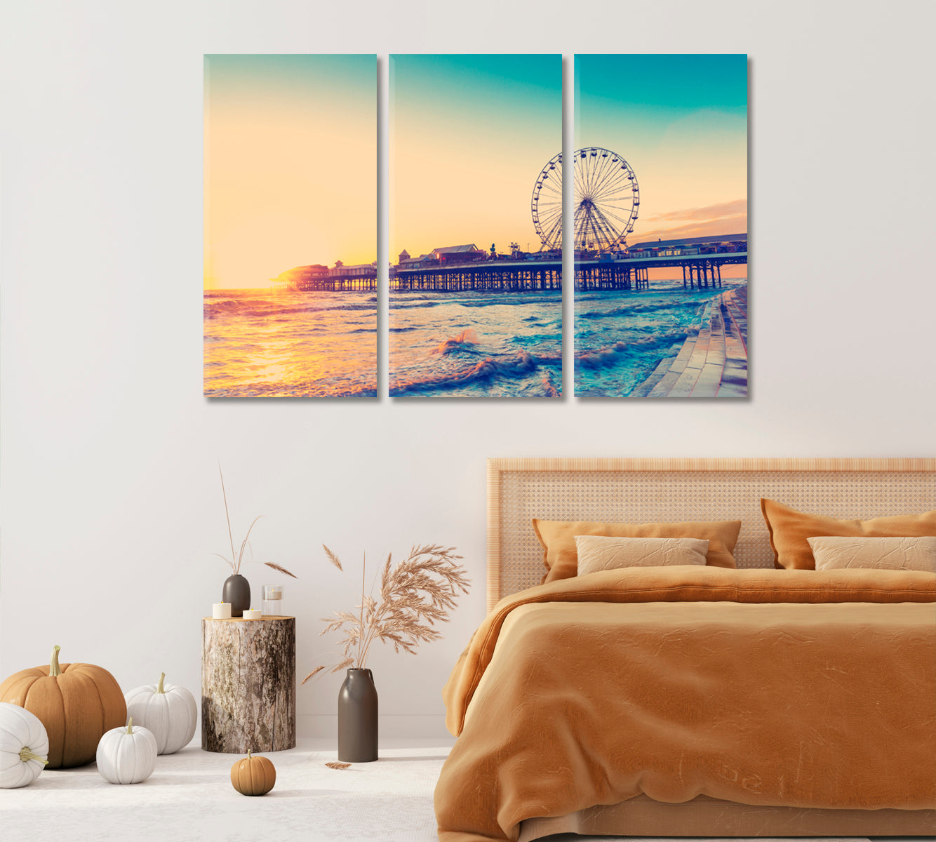 Blackpool Central Pier with Ferris Wheel Lancashire England Canvas Print-Canvas Print-CetArt-1 Panel-24x16 inches-CetArt