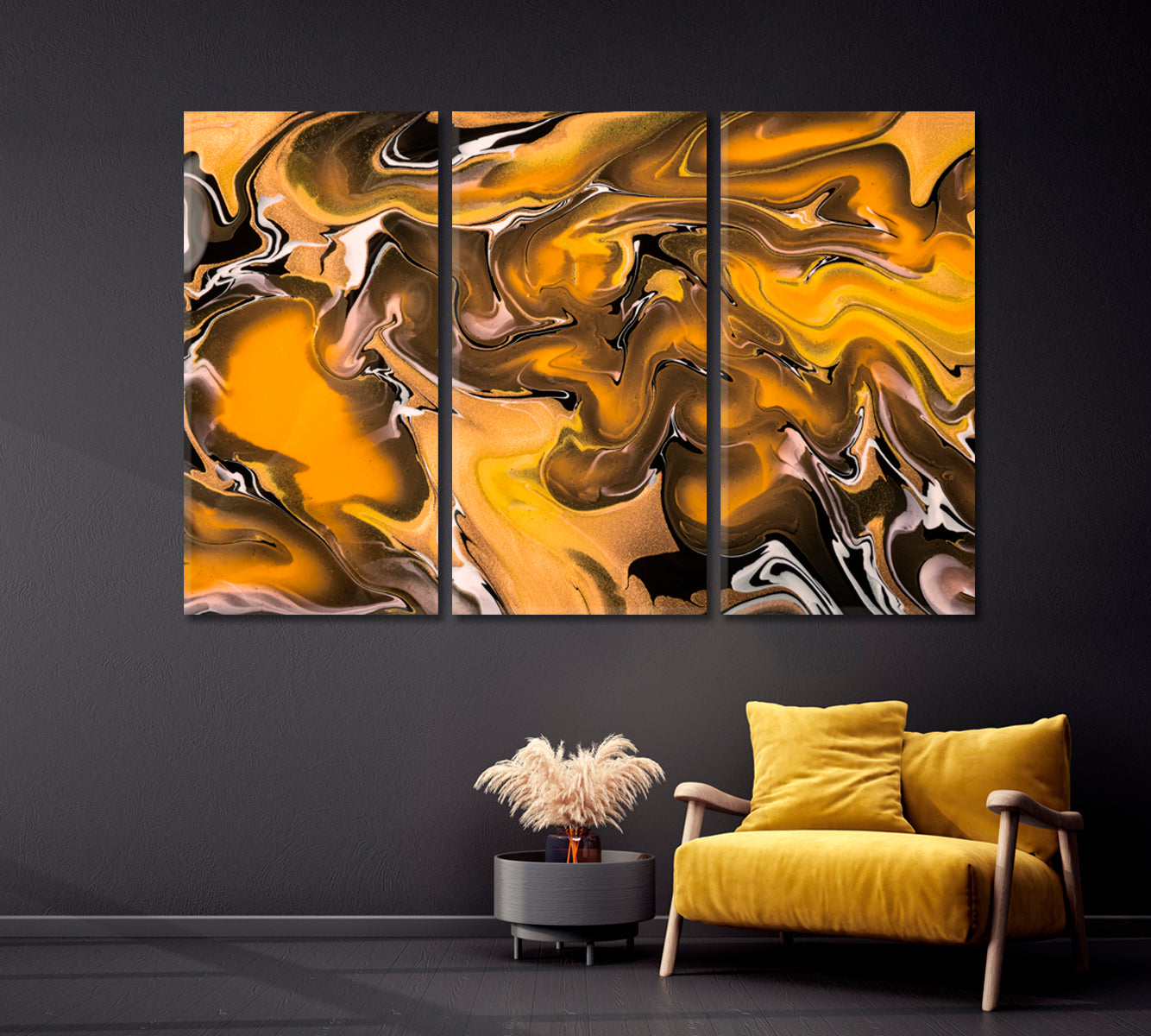 Abstract Brown Marble Wavy Pattern Canvas Print-Canvas Print-CetArt-1 Panel-24x16 inches-CetArt