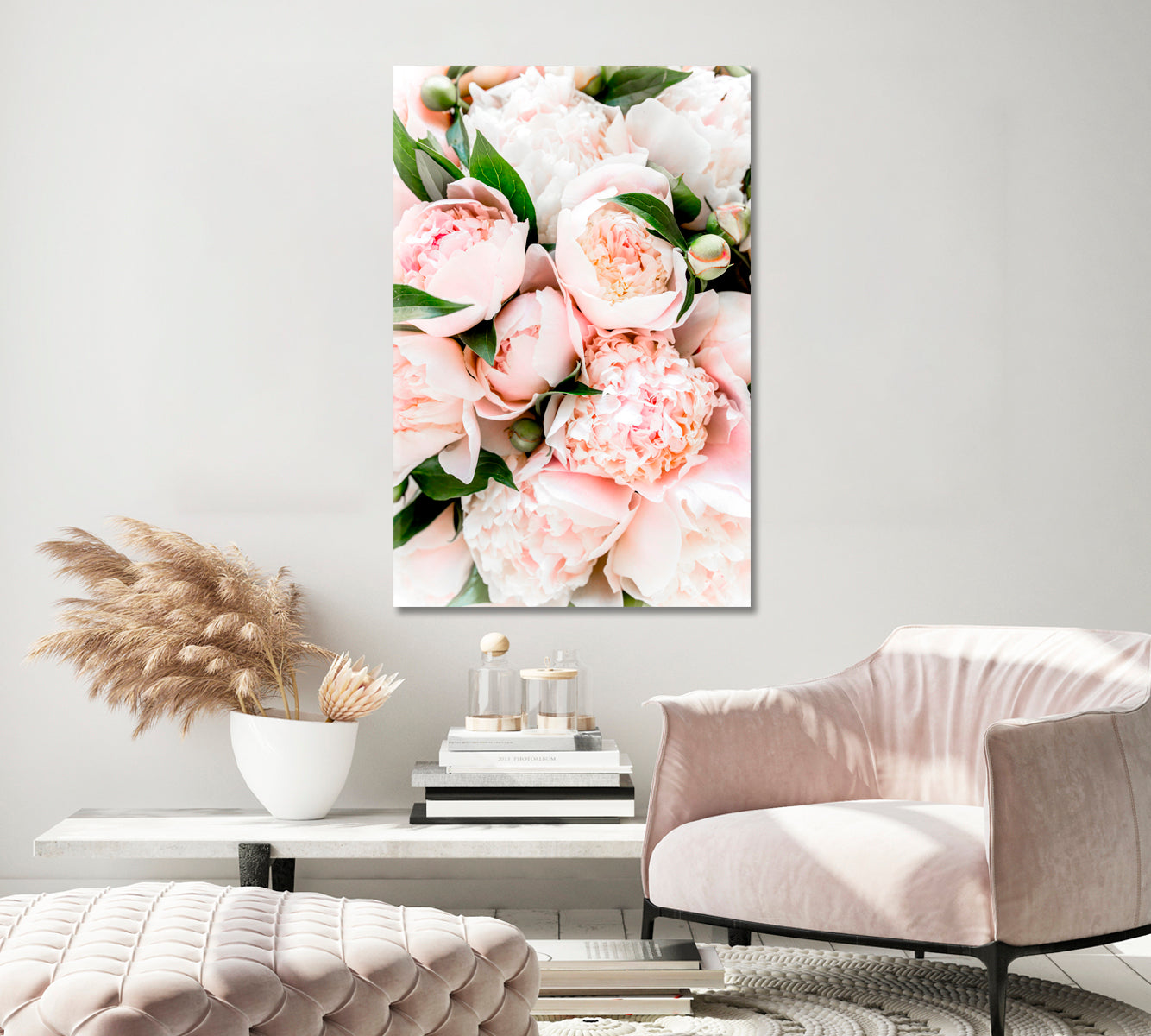 Bouquet Pink Peonies Canvas Print-Canvas Print-CetArt-1 panel-16x24 inches-CetArt