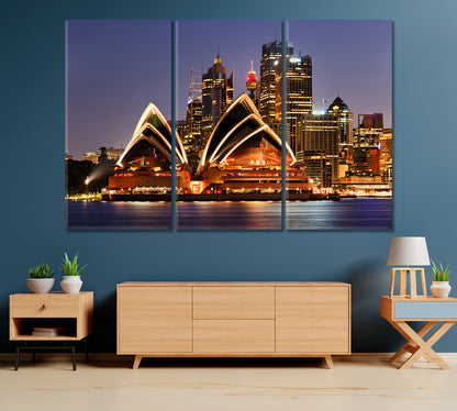 Night Sydney Australia Canvas Print-Canvas Print-CetArt-1 Panel-24x16 inches-CetArt