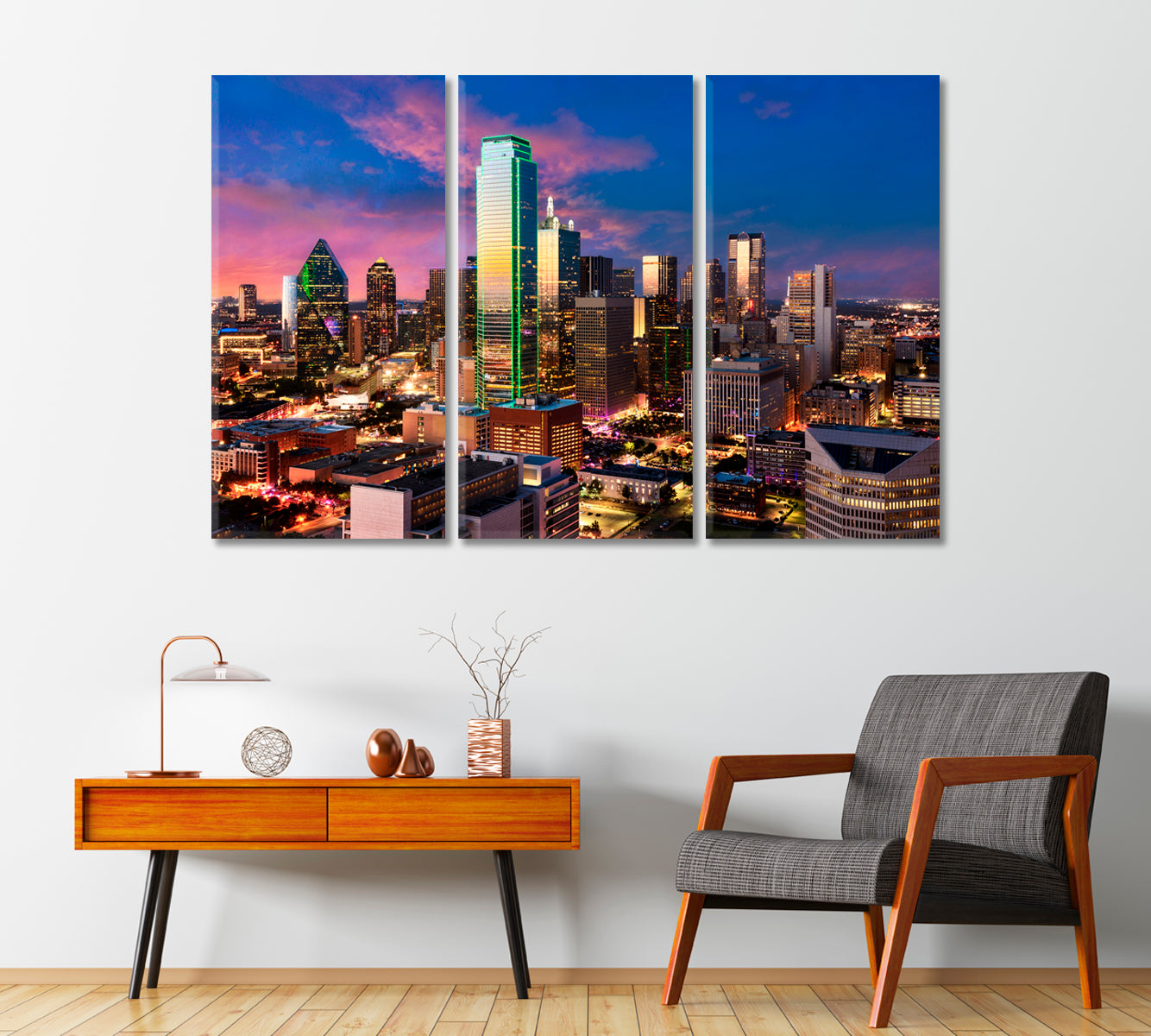 Beautiful Dallas City Skyline Texas Canvas Print-Canvas Print-CetArt-1 Panel-24x16 inches-CetArt