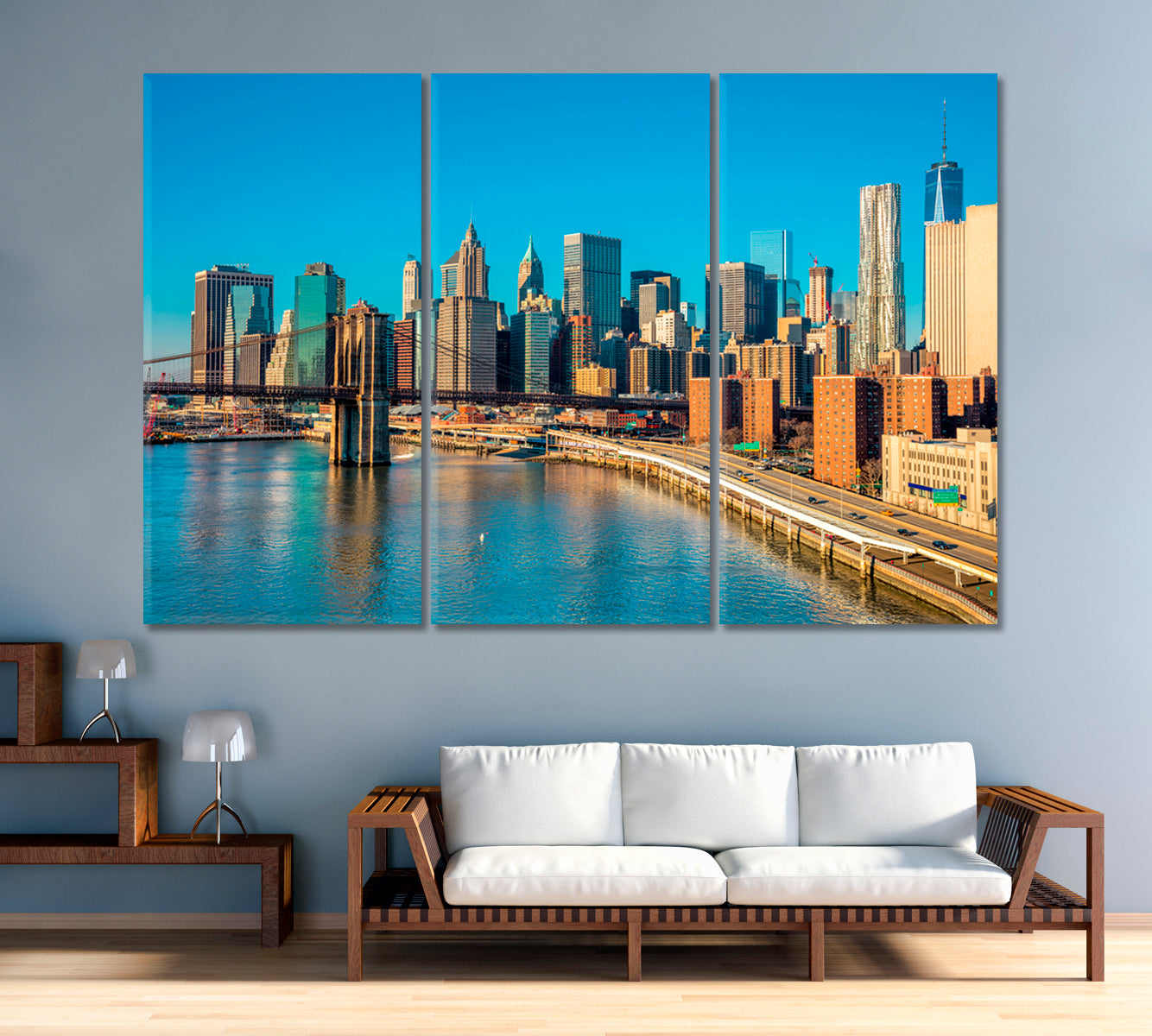 Skyline of Downtown New York Manhattan Canvas Print-Canvas Print-CetArt-1 Panel-24x16 inches-CetArt