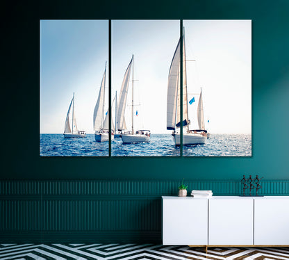 Sailing Ship Yachts with White Sails Canvas Print-Canvas Print-CetArt-1 Panel-24x16 inches-CetArt