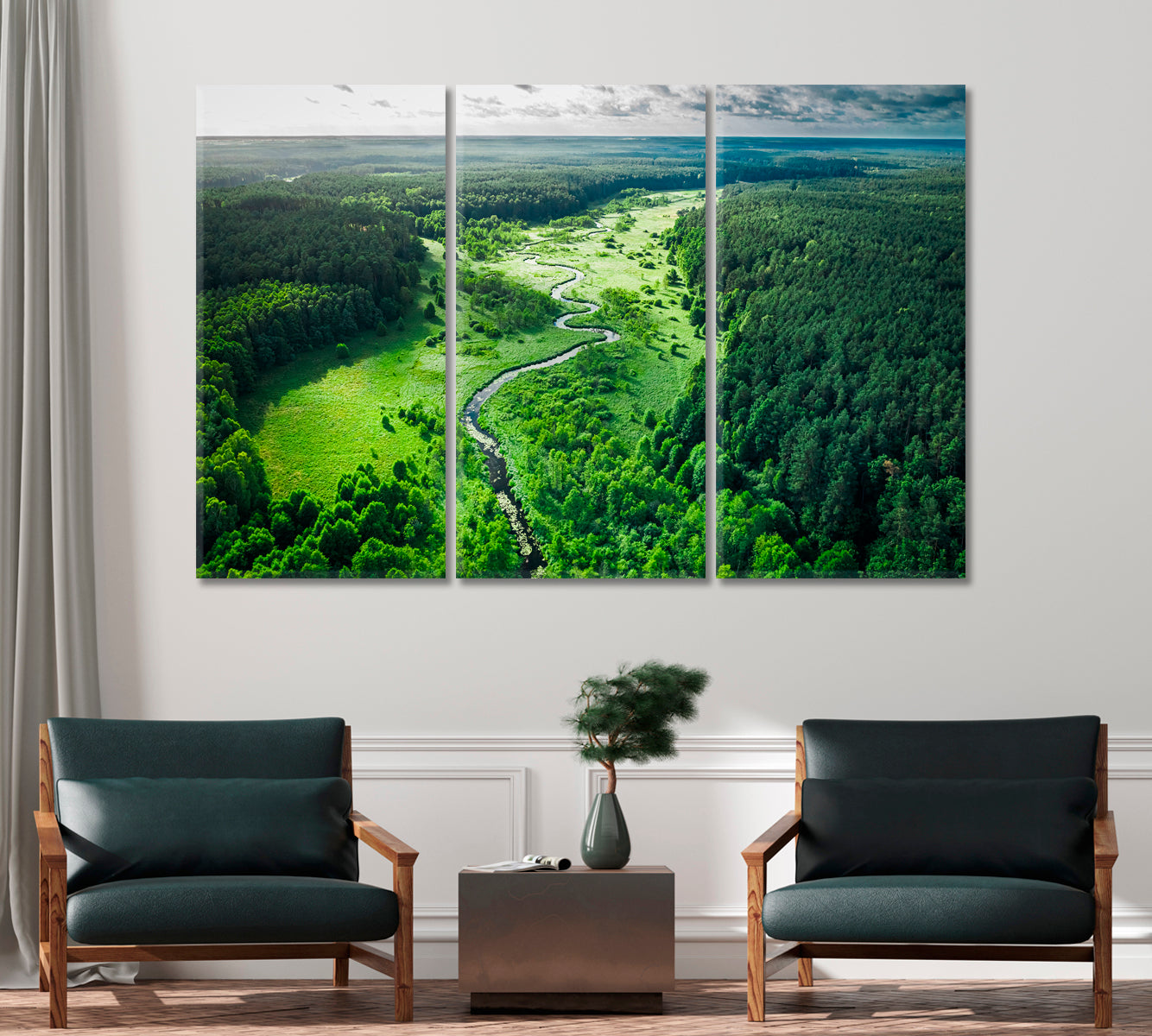 Curvy River and Green Forest Poland Canvas Print-Canvas Print-CetArt-1 Panel-24x16 inches-CetArt