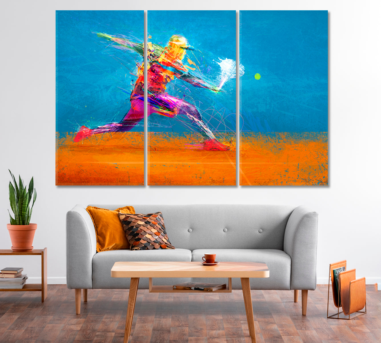 Abstract Tennis Player Canvas Print-CetArt-1 Panel-24x16 inches-CetArt