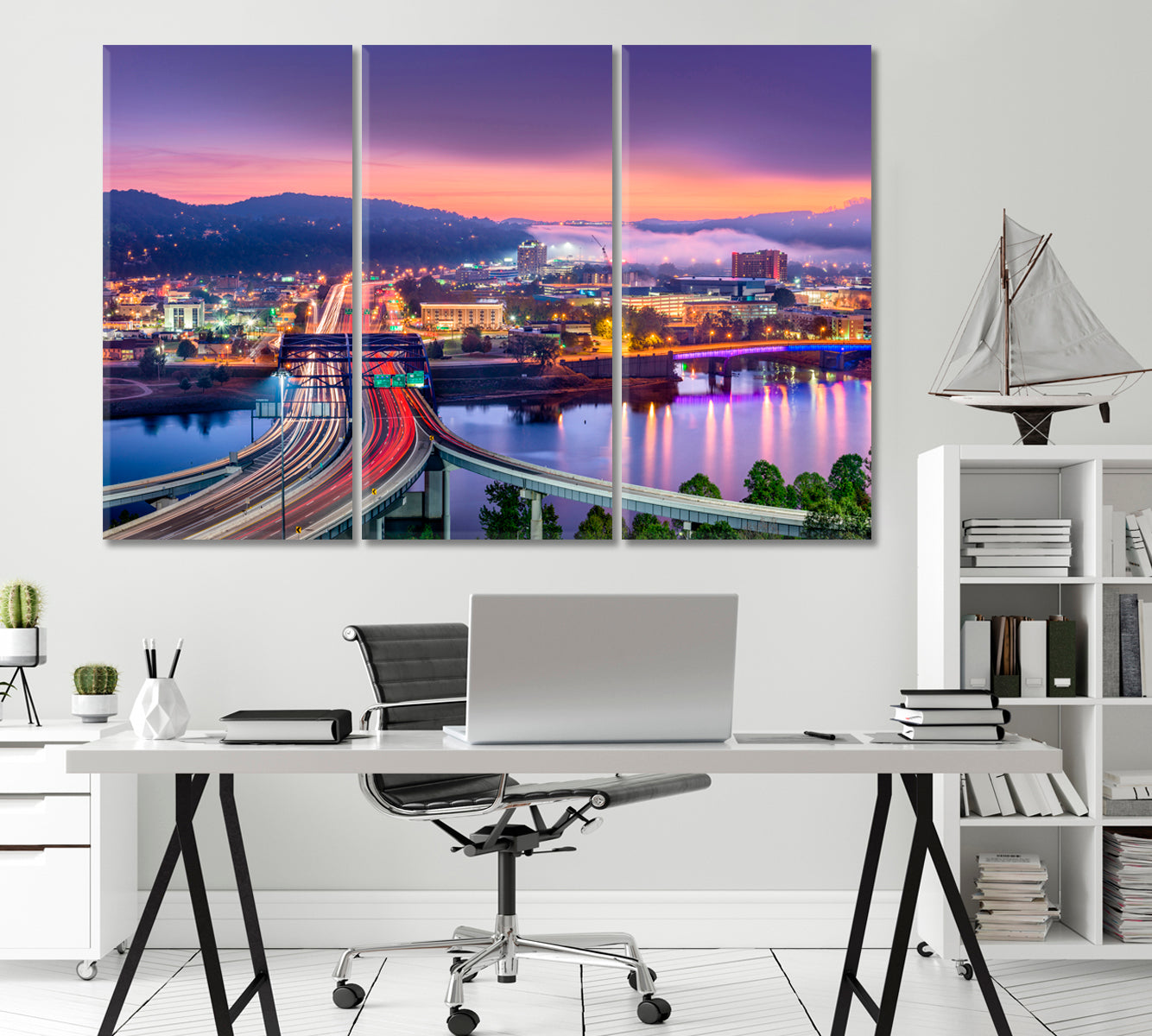 Charleston Skyline in Lights at Night USA Canvas Print-Canvas Print-CetArt-1 Panel-24x16 inches-CetArt