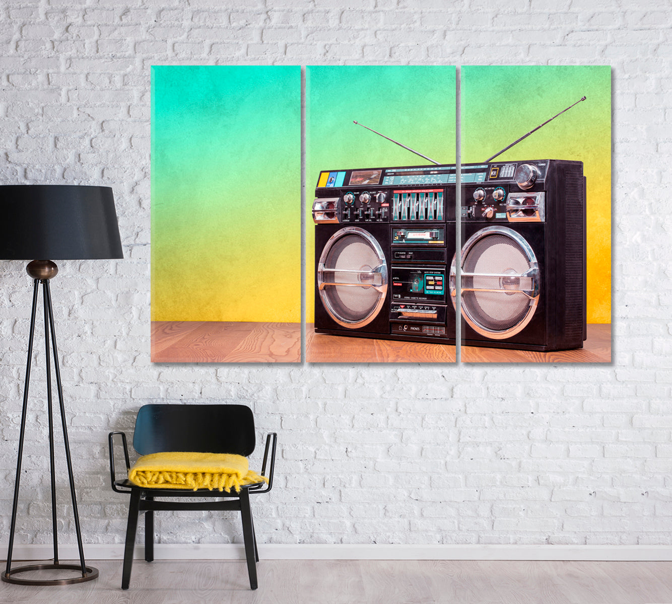 Retro Boombox 1980s Canvas Print-Canvas Print-CetArt-1 Panel-24x16 inches-CetArt