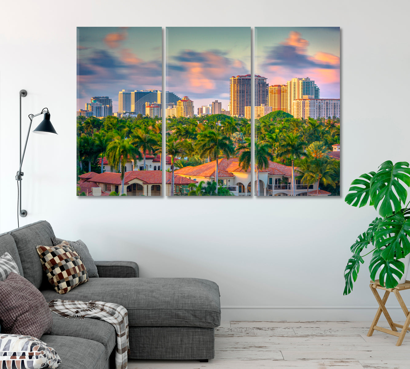 Florida City Skyline at Dusk United States Canvas Print-Canvas Print-CetArt-1 Panel-24x16 inches-CetArt