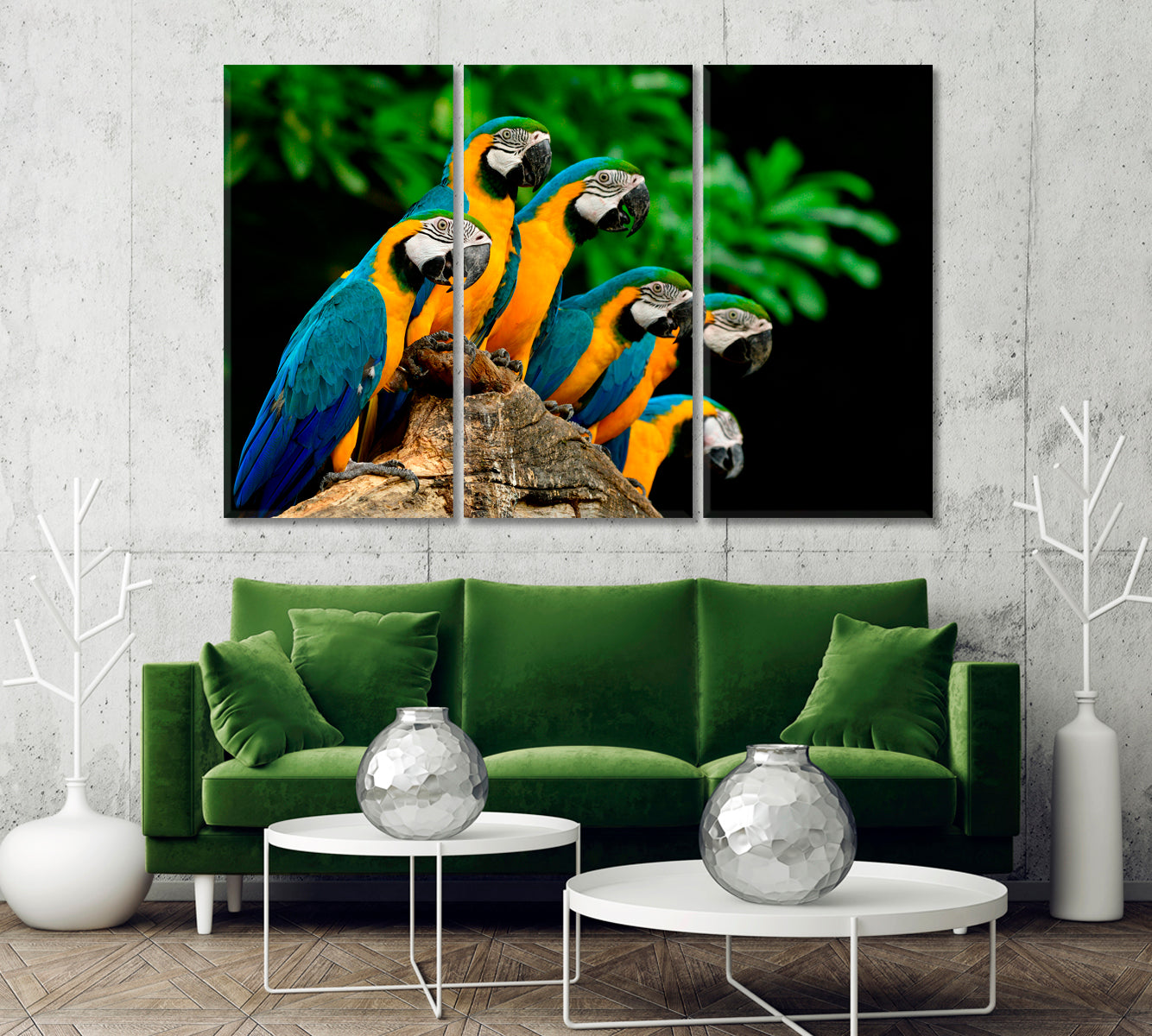 Blue and Yellow Parrots Canvas Print-Canvas Print-CetArt-1 Panel-24x16 inches-CetArt