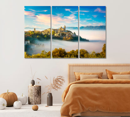 Trevi Village in Foggy Morning Perugia Umbria Italy Canvas Print-Canvas Print-CetArt-1 Panel-24x16 inches-CetArt