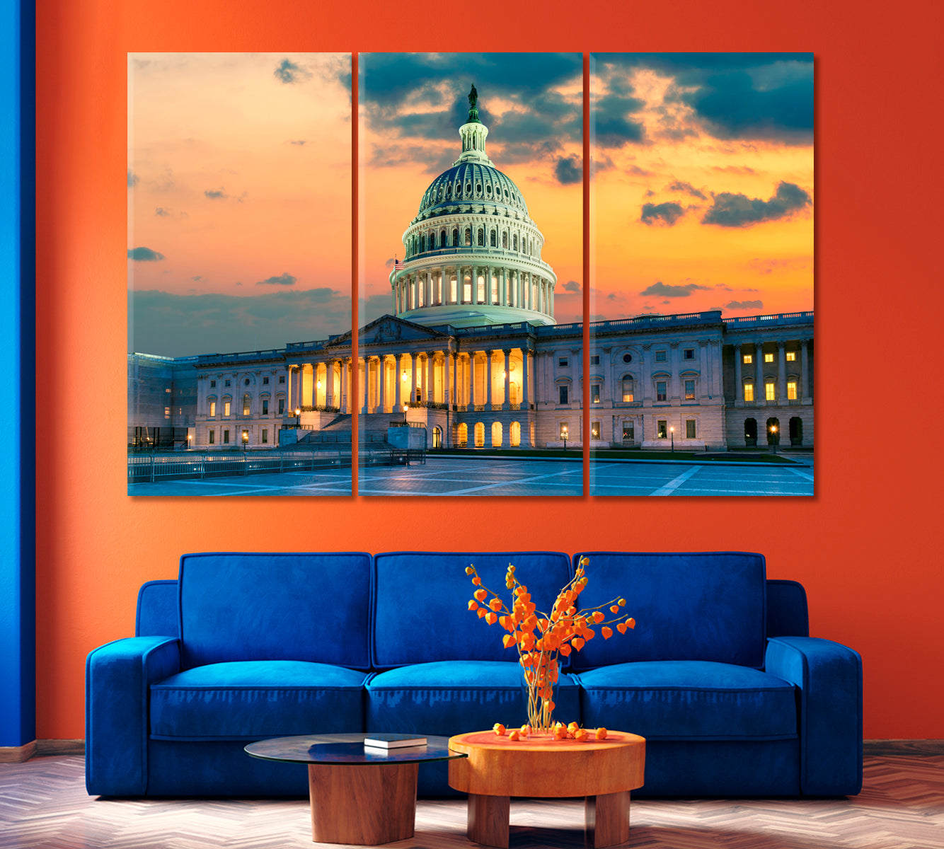 United States Capitol Building at Sunset Washington Canvas Print-Canvas Print-CetArt-1 Panel-24x16 inches-CetArt