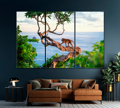 Monkey on Tree Canvas Print-Canvas Print-CetArt-1 Panel-24x16 inches-CetArt