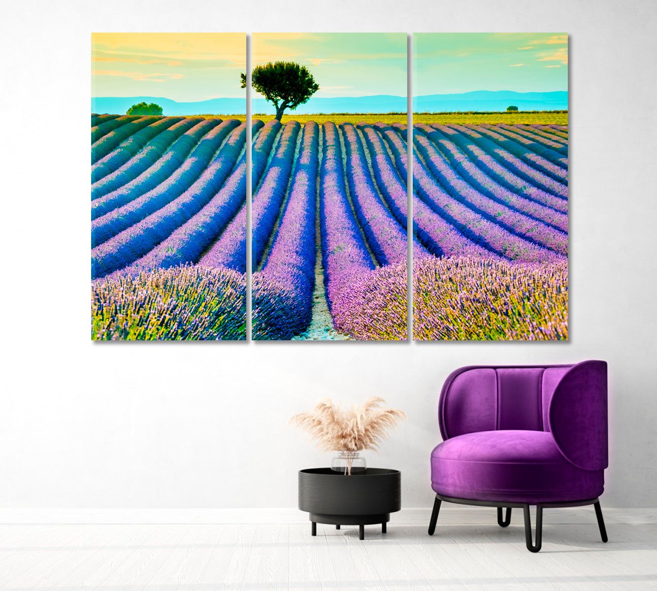 Beautiful Lavender Field at Sunset Provence France Canvas Print-Canvas Print-CetArt-1 Panel-24x16 inches-CetArt