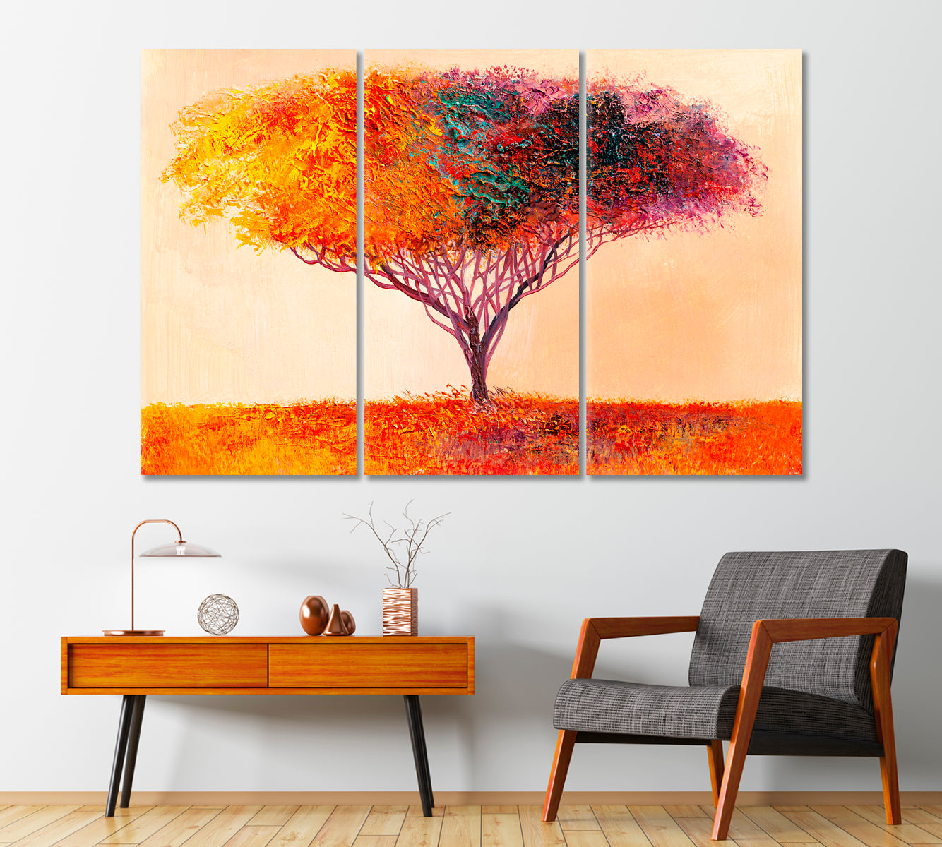 Abstract Colorful Tree Canvas Print-Canvas Print-CetArt-1 Panel-24x16 inches-CetArt