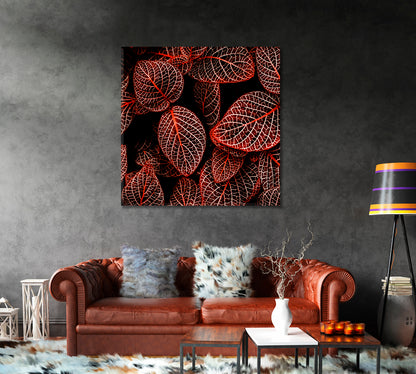 Tropical Red Leaves Canvas Print-Canvas Print-CetArt-1 panel-12x12 inches-CetArt