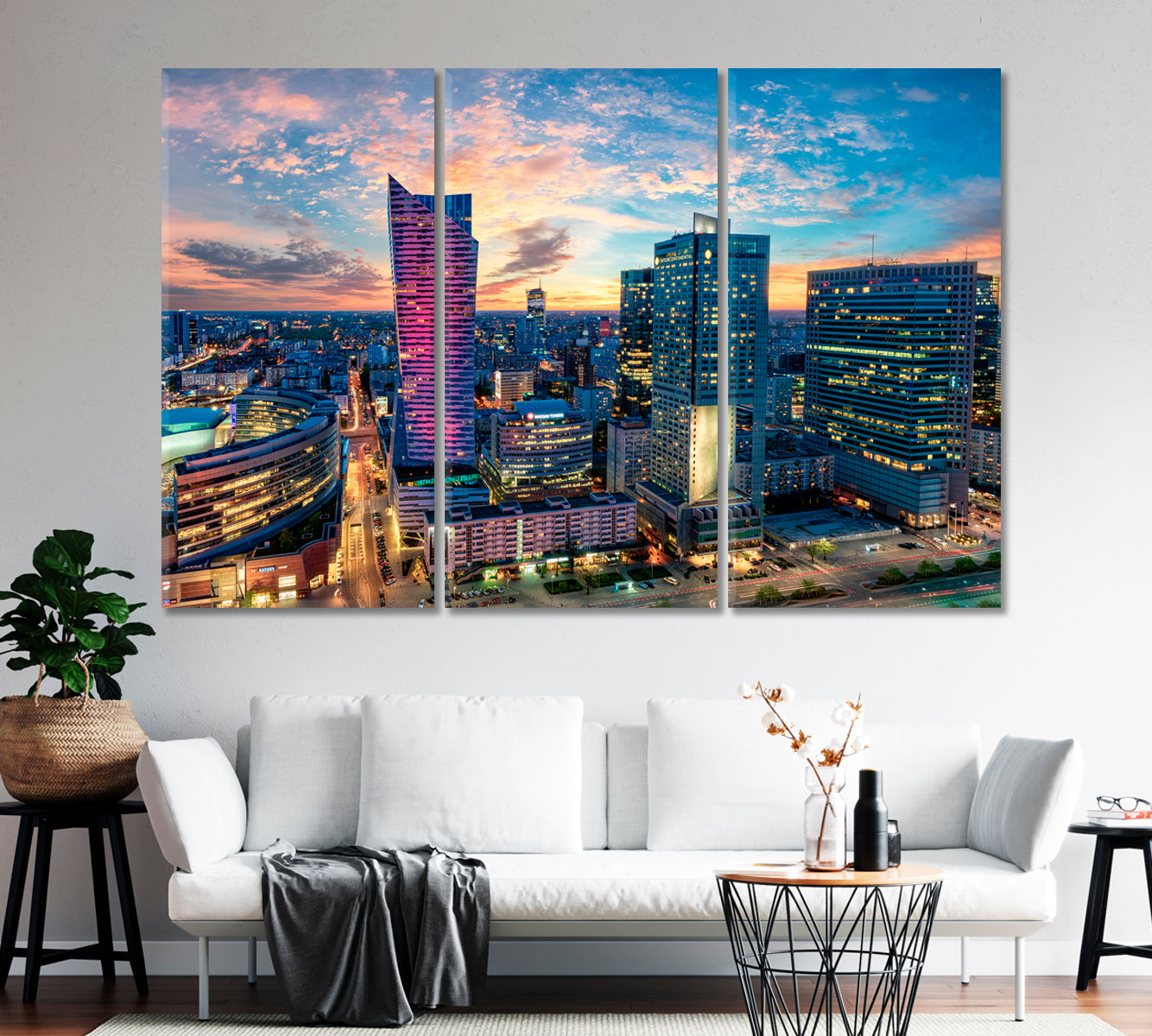 Warsaw City with Modern Skyscrapers at Sunset Canvas Print-Canvas Print-CetArt-1 Panel-24x16 inches-CetArt